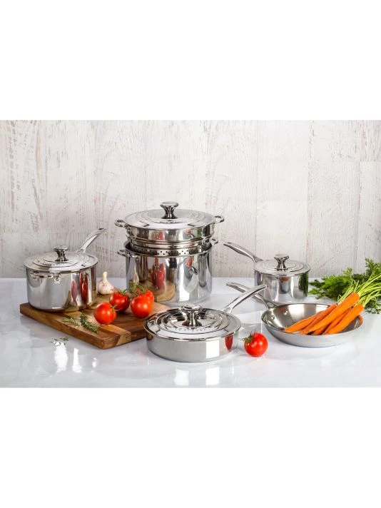 Le Creuset 10-Piece Stainless Steel Cookware Set 3 Le Creuset 10-Piece Stainless Steel Cookware Set - Image 3