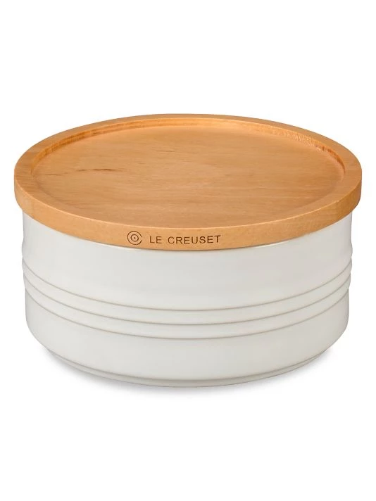 Le Creuset 23-oz Stoneware Canister With Wood Lid 1 Le Creuset 23-oz Stoneware Canister With Wood Lid