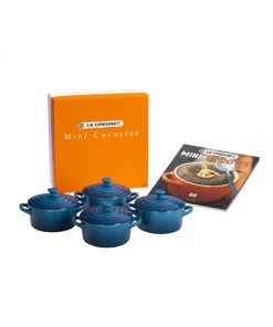 Le Creuset Cocottes & Cookbook/Set Of 4