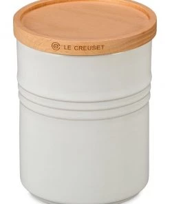 Le Creuset 2.5-Quart Stoneware Canister With Wood Lid