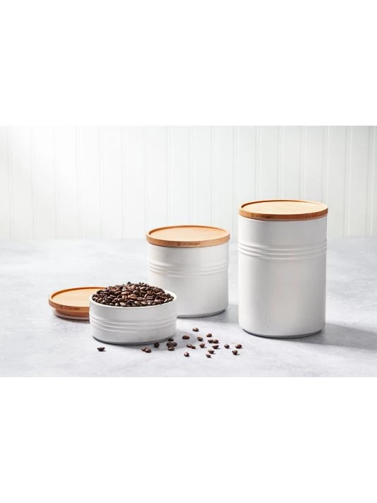 Le Creuset 2.5-Quart Stoneware Canister With Wood Lid 2 Le Creuset 2.5-Quart Stoneware Canister With Wood Lid - Image 2