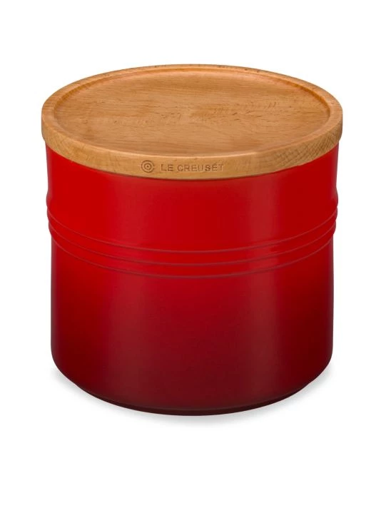 Le Creuset 1.5-Quart Stoneware Canister With Wood Lid White 5 Le Creuset 1.5-Quart Stoneware Canister With Wood Lid White - Image 5