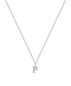 Meira T 14K White Gold Diamond Intial Pendant Necklace Initial E