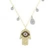Meira T 14K Gold, Diamond & Sapphire Hamsa & Evil Eye Charm Necklace