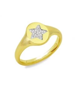 Meira T 14K Gold & Diamond Star Signet Ring