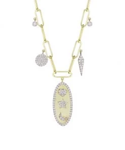 Meira T Moon & Star 14K Yellow Gold & Diamond Charm Necklace