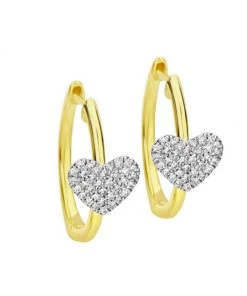 Meira T 14K Yellow Gold & Diamond Heart Hoop Earrings