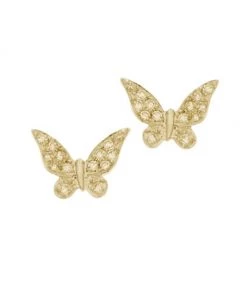 Meira T 14K Yellow Gold & Diamond Butterfly Stud Earrings
