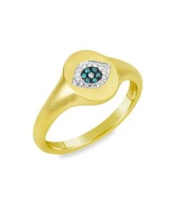 Meira T 14K Gold & Diamond Evil Eye Signet Ring