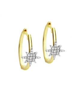 Meira T 14K Yellow Gold & Diamond Starburst Hoop Earrings
