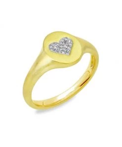 Meira T 14K Gold & Diamond Heart Signet Ring