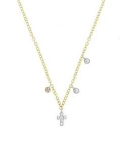 Meira T Baby 14K Gold & Diamond Cross Necklace