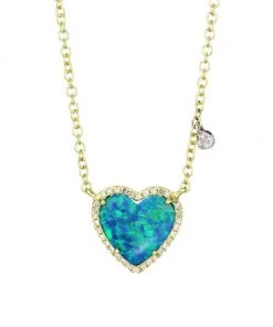 Meira T 14K Yellow Gold, Diamond & Opal Heart Pendant Necklace