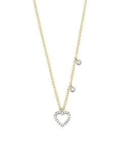 Meira T Dainty Two-Tone 14K Gold & Diamond Heart Pendant Necklace