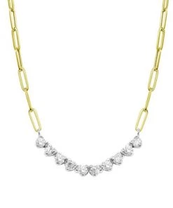 Meira T Mini Riviera 14K Gold & Diamond Paperclip Necklace