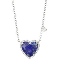 Meira T 14K White Gold, Diamond & Lapis Lazuli Heart Pendant Necklace