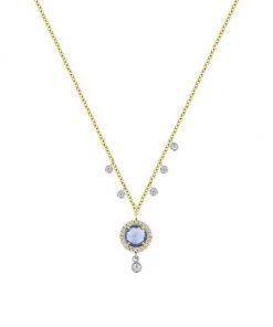 Meira T Blue Sapphire Diamond Necklace In Yellow Gold
