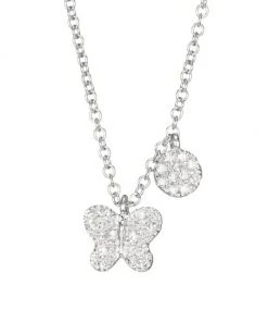Meira T 14K White Gold Diamond Buttefly Pendant Necklace