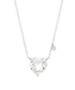 Meira T White Topaz & 14K White Gold Heart Necklace