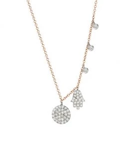 Meira T 14K Rose Gold & Pavé Diamond Hand Charm Necklace