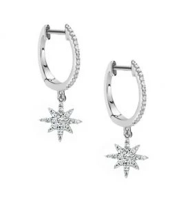Meira T 14K White Gold & Diamond Celestial Hoop Earrings