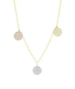 Meira T 14K Tri-Tone Gold & Diamond Disc Necklace