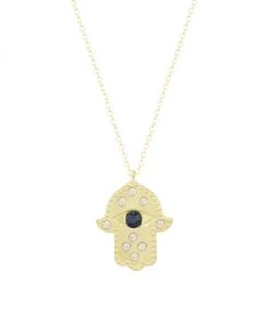 Meira T 14K Yellow Gold, Diamond & Sapphire Hamsa Hand Pendant Necklace
