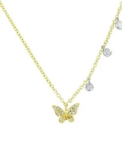Meira T 14K Yellow Gold Butterfly Diamond Bezel Necklace
