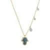 Meira T Two-Tone 14K Gold & Multi-Stone Hamsa Pendant Necklace