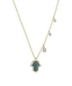 Meira T Two-Tone 14K Gold & Multi-Stone Hamsa Pendant Necklace