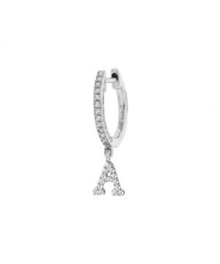 Meira T 14K White Gold Diamond Intial Single Huggie Hoop Earring Initial A -Le Creuset And Meira T Sales unnamed file 866