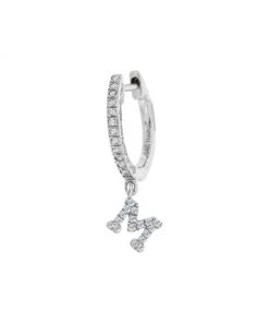 Meira T 14K White Gold Diamond Intial Single Huggie Hoop Earring Initial A -Le Creuset And Meira T Sales unnamed file 867