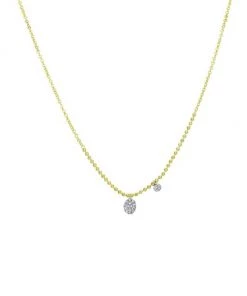 Meira T 14K Yellow Gold & Pavé Diamond Oval Drop Ball Chain Necklace