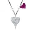 Meira T 14K White Gold Diamond & Ruby Double Heart Pendant Necklace