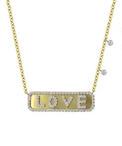 Meira T 14K Yellow Gold Diamond Love Bar Pendant Necklace