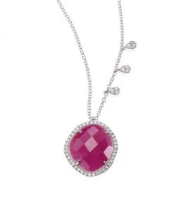 Meira T Diamond, Ruby, 14K White Gold Pendant Necklace