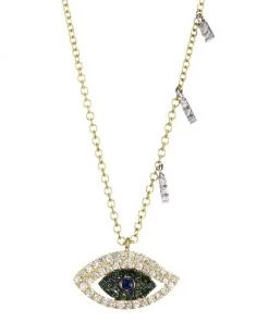 Meira T 14K Yellow Gold, Two-Tone Diamond & Sapphire Evil Eye Necklace