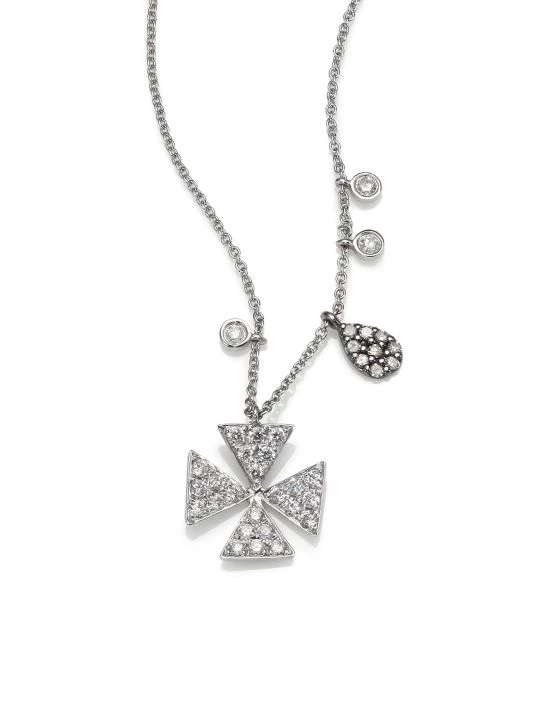 Meira T Diamond & 14K White Gold Cross Necklace 1 Meira T Diamond & 14K White Gold Cross Necklace