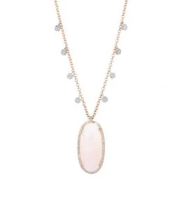 Meira T 14K Rose Gold, 14K White Gold, Pink Opal & Diamond Pendant Necklace