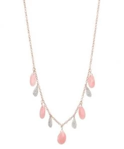 Meira T 14K Rose Gold & 14K White Gold Diamonds Pink Opal Drop Necklace