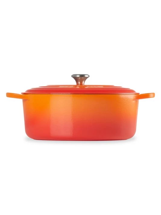 Le Creuset 9.5-Quart Signature Cast Iron Oval Dutch Oven Oyster 4 Le Creuset 9.5-Quart Signature Cast Iron Oval Dutch Oven Oyster - Image 4