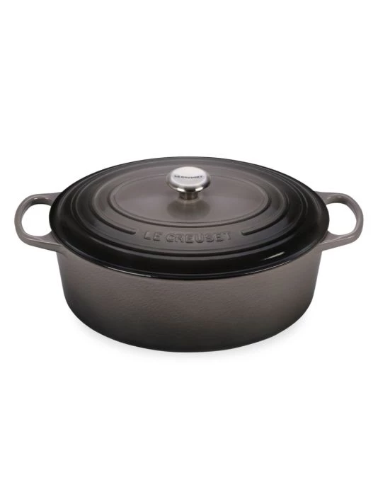 Le Creuset 9.5-Quart Signature Cast Iron Oval Dutch Oven Oyster 6 Le Creuset 9.5-Quart Signature Cast Iron Oval Dutch Oven Oyster - Image 6